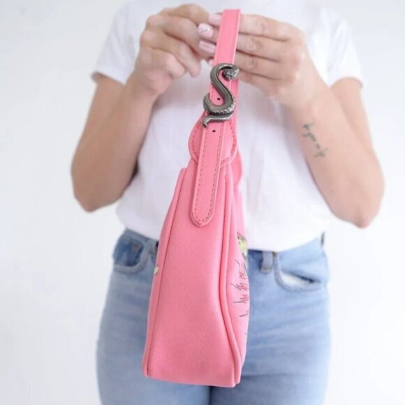 Ed Hardy x Siberia Hills Y2K Pink Purse VTG 2000's Ed  Hardy Pink Shoulder Bag - Picture 7 of 12